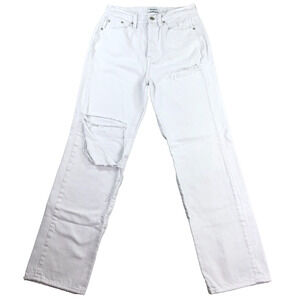 Pistola Womens Jeans 26 White Straight Leg Cassie High Rise Distressed Stretch